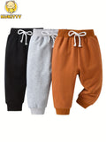 Baby Boys' Solid Color Jogger Pants with Ribbed Cuffs and an Elastic Waist for Everyday Casual Outfits