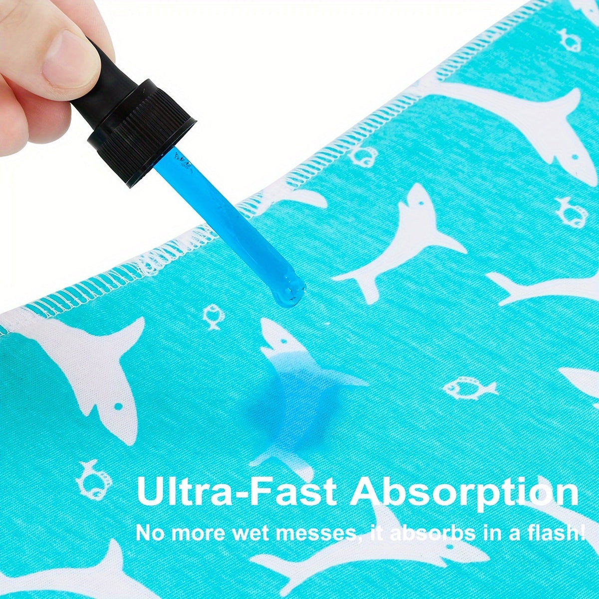Baby Shark Burp Cloths 6-Pack with Contoured Edges and Blue Printed Designs for Everyday Feeding and Burping