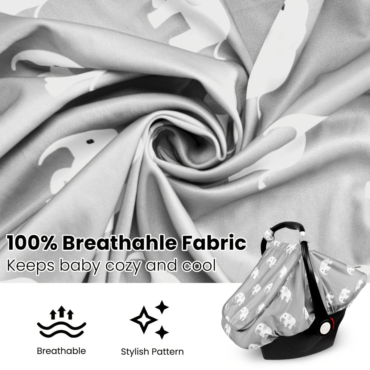 Baby Car Seat Cover - Breathable Beavtaens Covers Stretchy