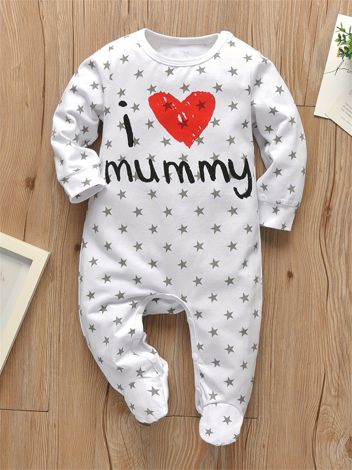 Baby Daddy and Mummy Footed Rompers 2-Pack with Long Sleeves and Family Slogan Prints for Everyday Outfits