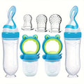 Baby Food Feeder Set of Seven Pieces with Squeeze Spoon Bottles and Handled Feeders for Supervised Feeding