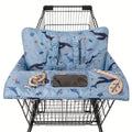 Baby Shopping Cart and High Chair Cover in Blue Sea Creature Print with Phone Pocket and Foldaway Carry Bag