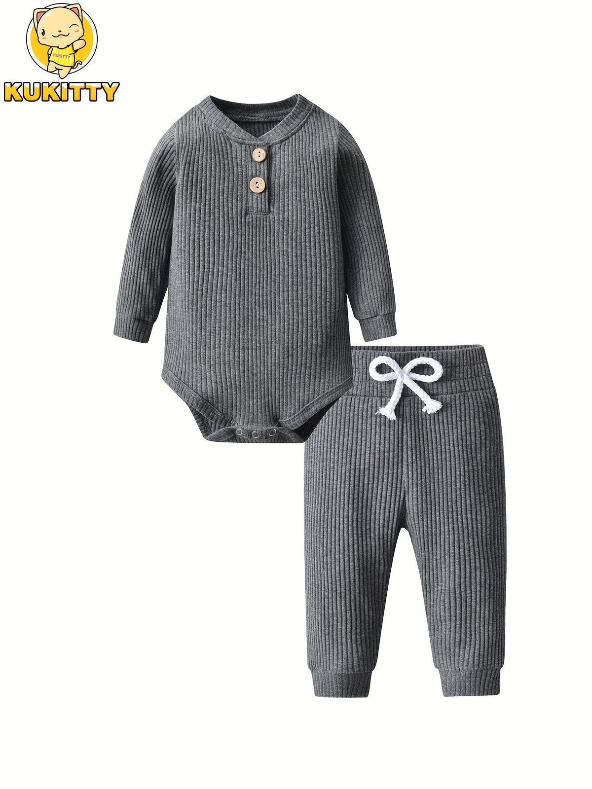 Baby Solid Color Outfit Set - Long Sleeve