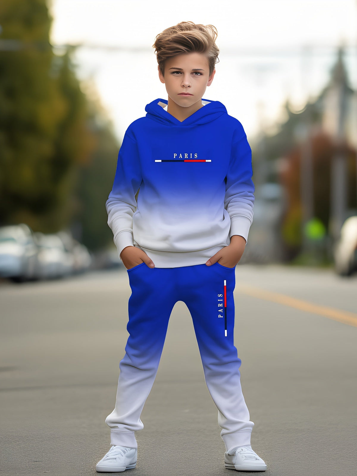 Boys' Graphic Hoodie and Pants Set in a Random Printed Design for Coordinated Casual Everyday Outfits