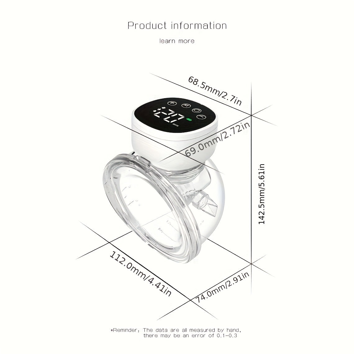 Wearable Breast Pump MY-376 with Three Adjustable Modes and LED Display for Single or Double Pumping