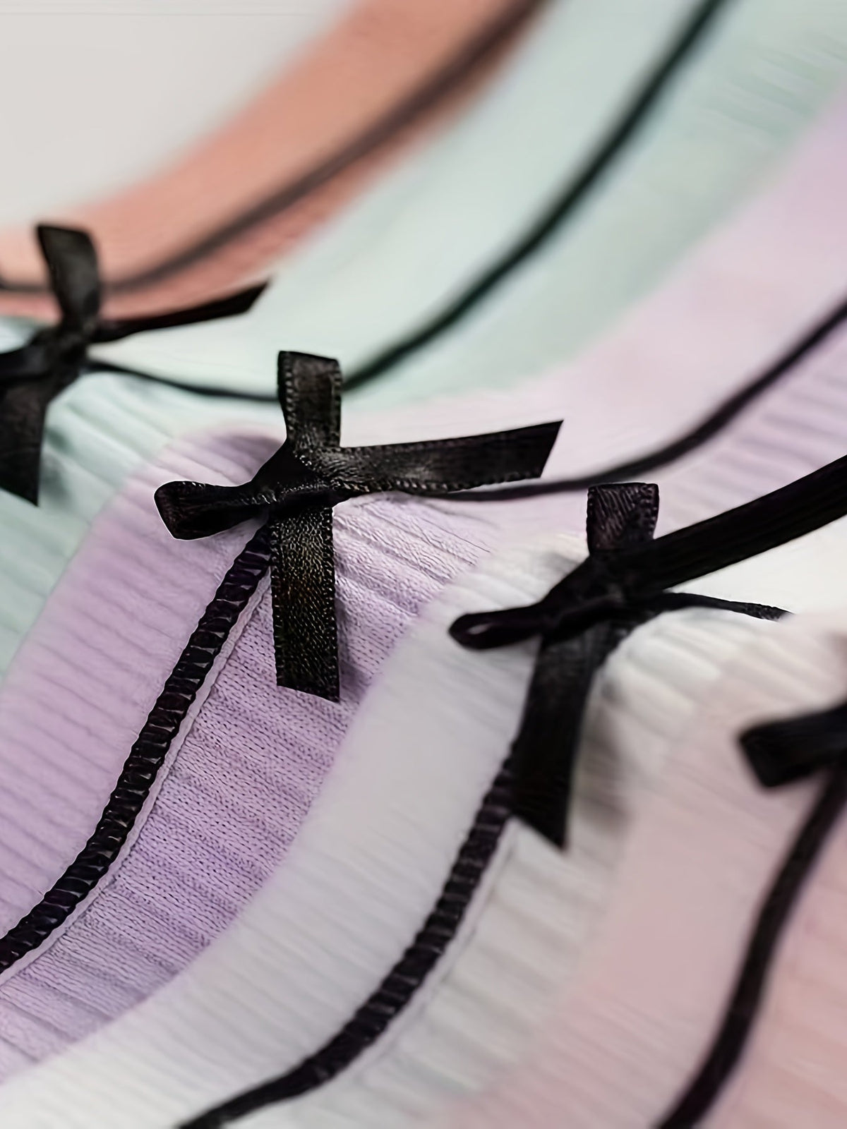 Girls' Ribbed Bow Briefs in a Twelve Piece Mixed Color Pack with Contrast Trim for Daily Underwear