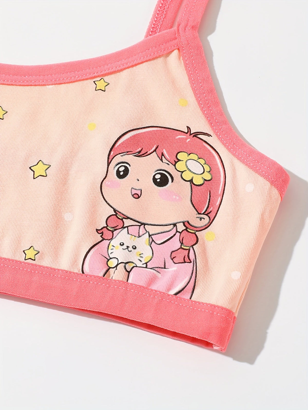 Girls' Four Camisole and Boxer Brief Sets with Butterfly and Star Prints for Everyday Underwear Changes