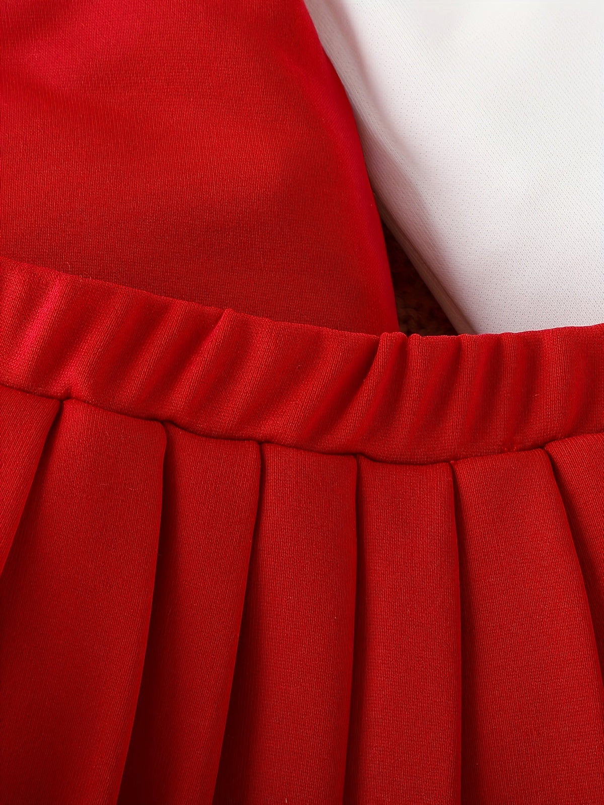 Girls' Red and White Varsity Jacket and Pleated Skirt Set with Baby Girl Lettering and Striped Trim