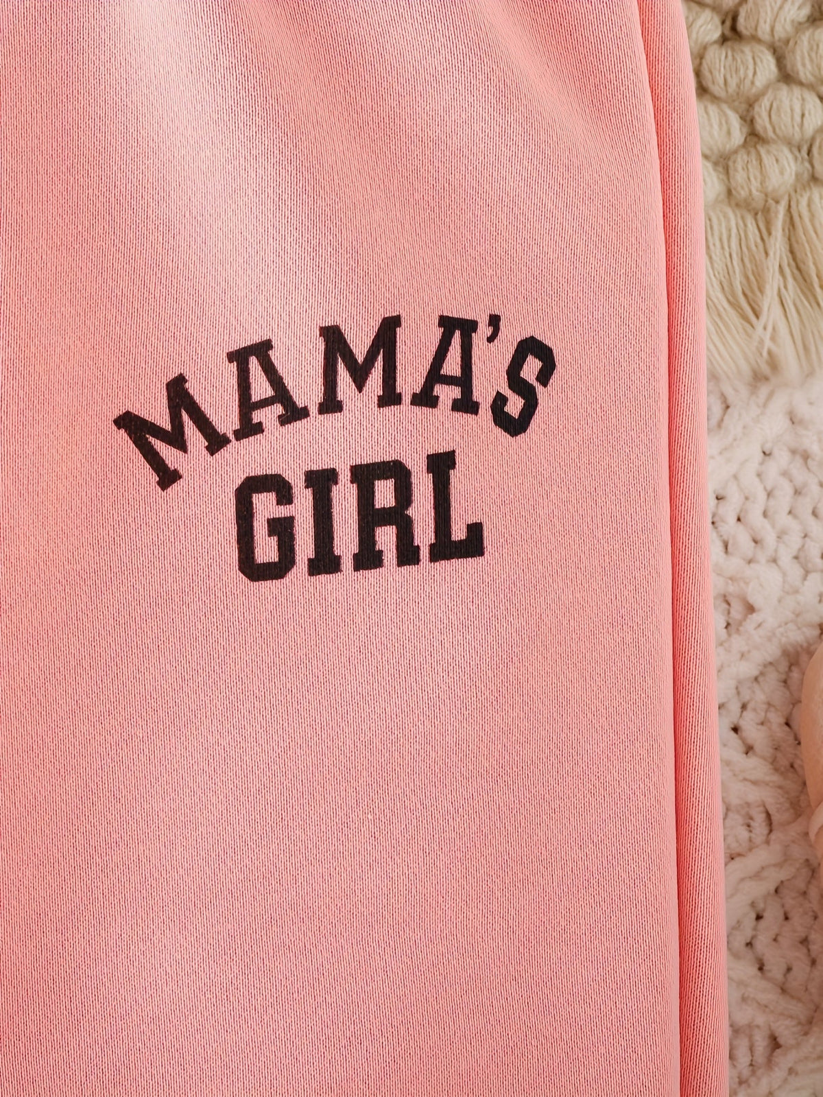 Baby Girls' Mama's Girl Hoodie Outfit Set with Black Camisole and Pink Joggers in a Three-Piece Design