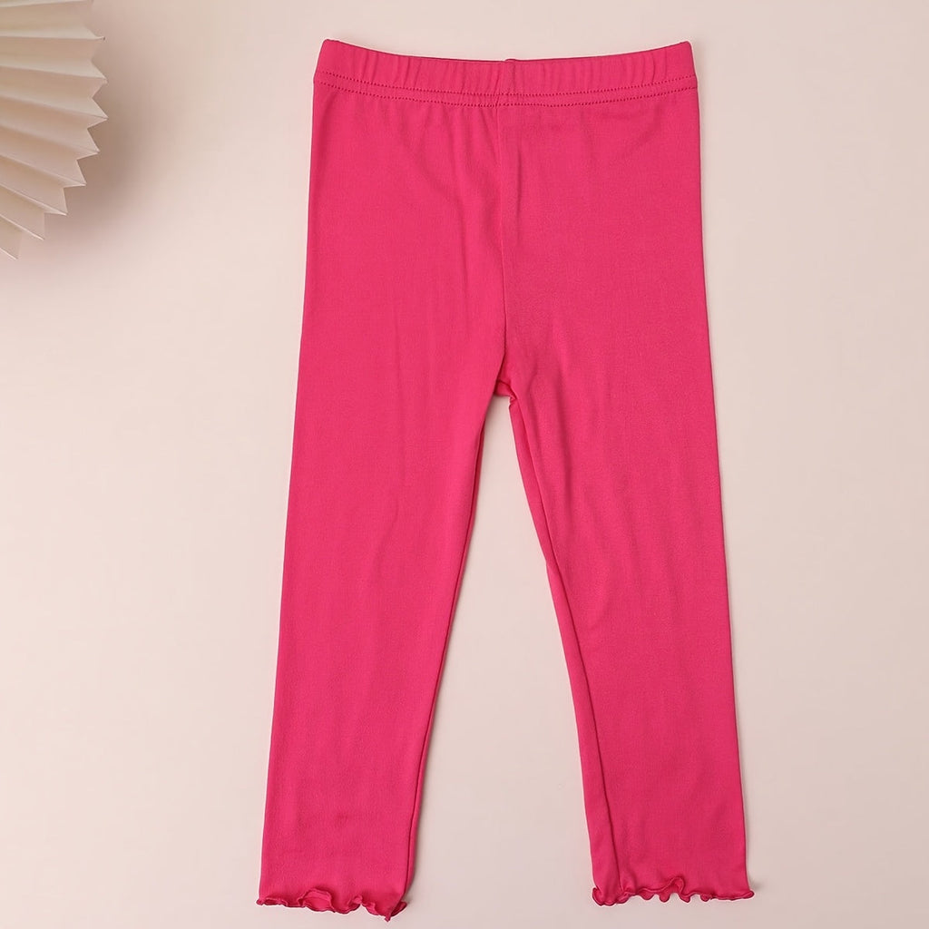 Girls' Eight Pack Colorful Leggings with Lettuce Edge Hems and Elastic Waists for Everyday Layering