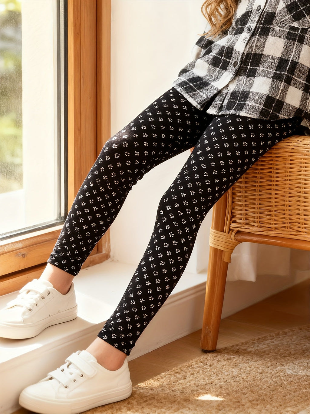 Girls' Stretch Leggings Ten Pack in Black or Random Colors with Pull On Waists for Dance and Daily Layering