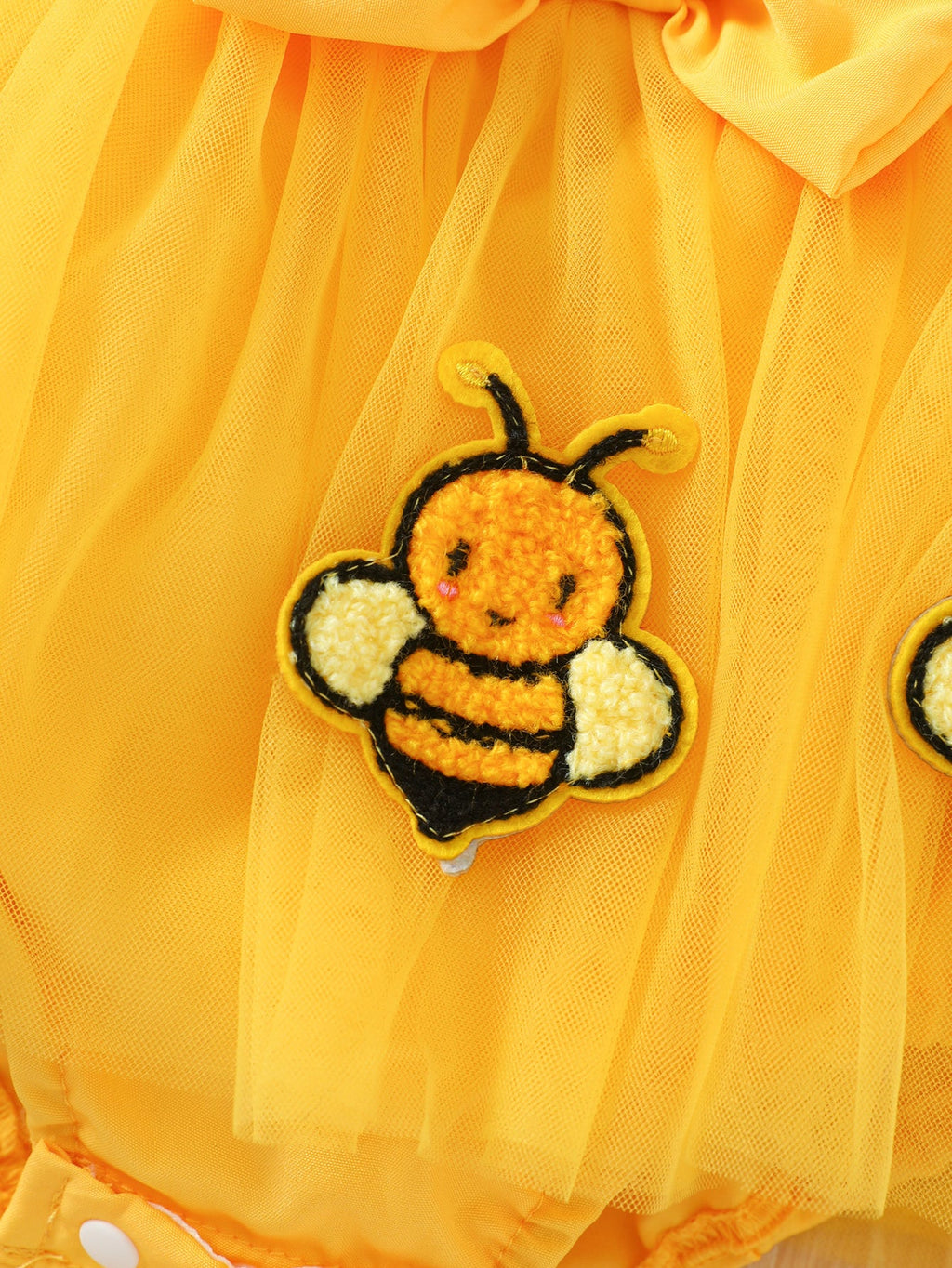 Baby Girls' Yellow Bee Romper and Hat Set with Ruffle Sleeves and a Bow for Sunny-Day Outings