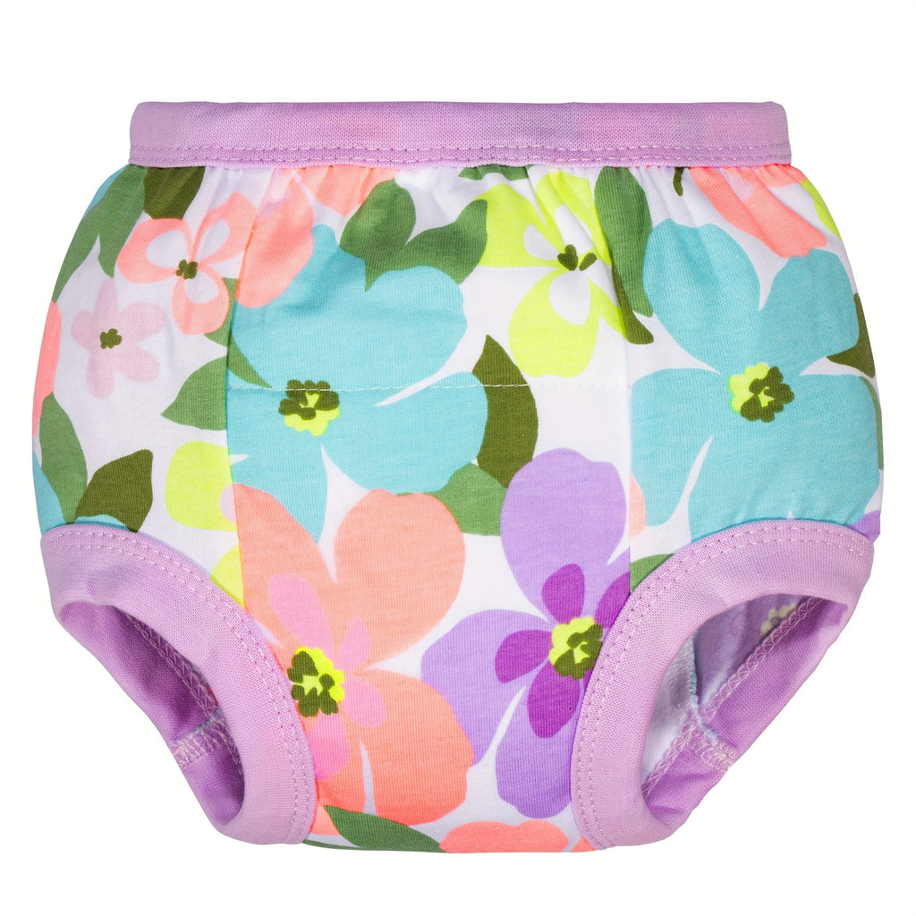 Girls' Ten-Pack Floral Potty Training Pants with Cotton Outer and Lining Layers for Daytime Changes