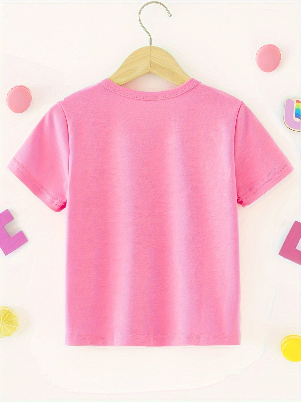 Girls' Sassy Just Like My Nana Cotton T-Shirt in Rose Red with Leopard Print Lettering and Short Sleeves