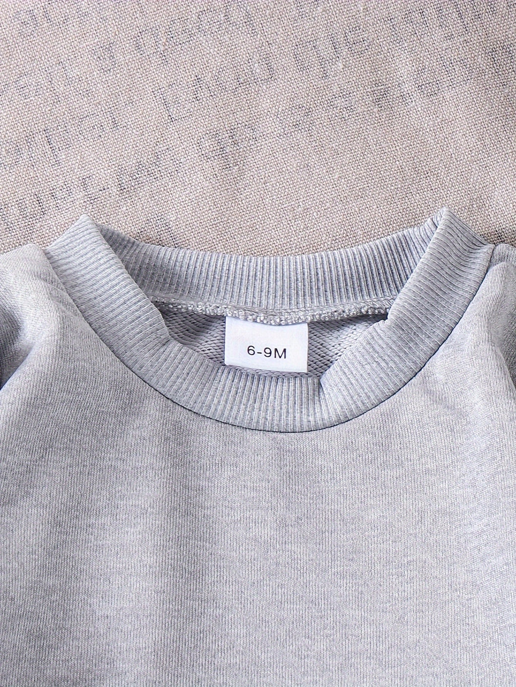 Baby Girls' Gray Sweatshirt and Pants Set with Black Bow Sleeves and Ribbed Cuffs for Everyday Wear