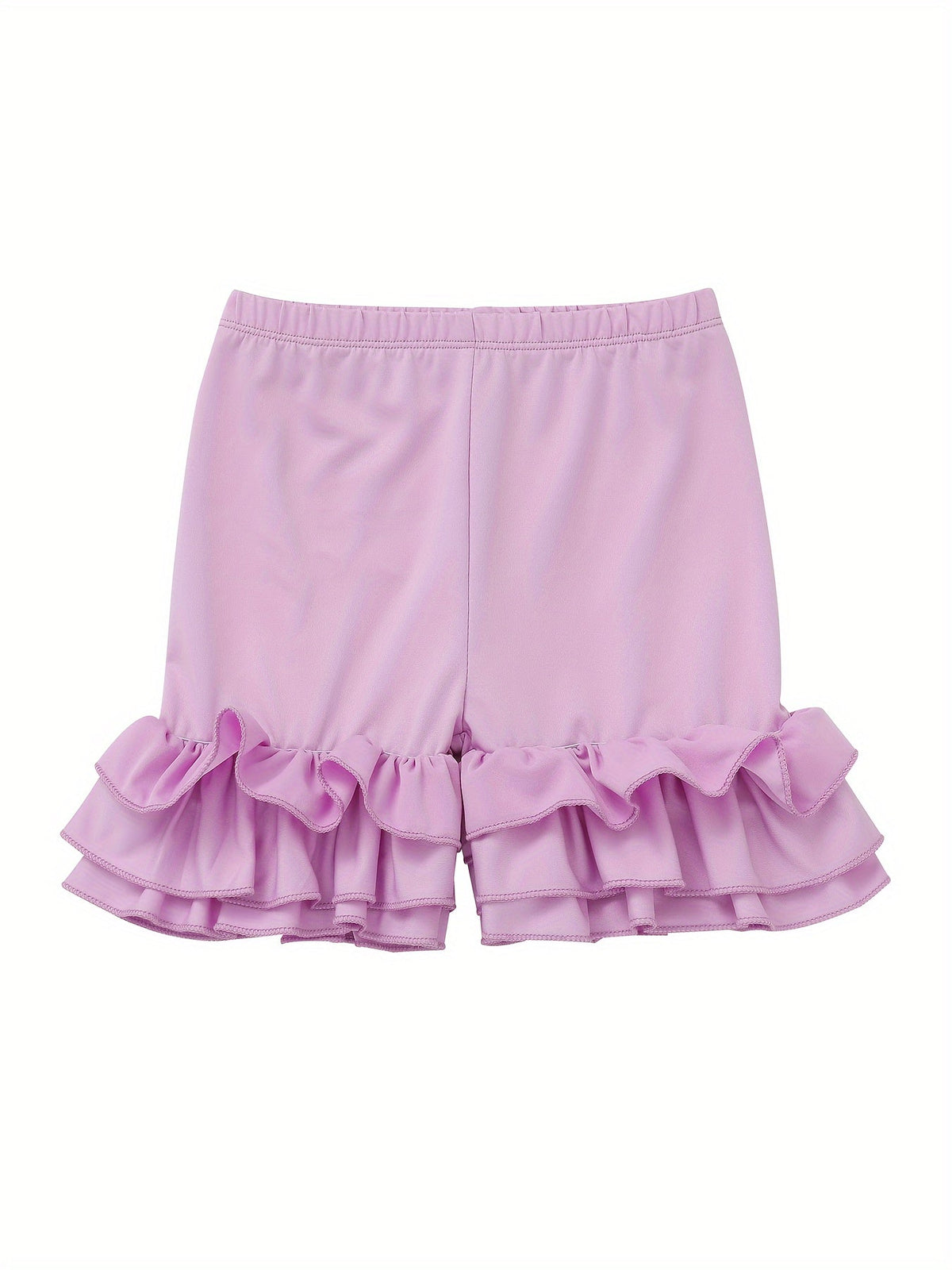 Girls' Ruffle Hem Shorts Six Pack in Solid Colors with Elastic Waists for Playful Summer Outfits