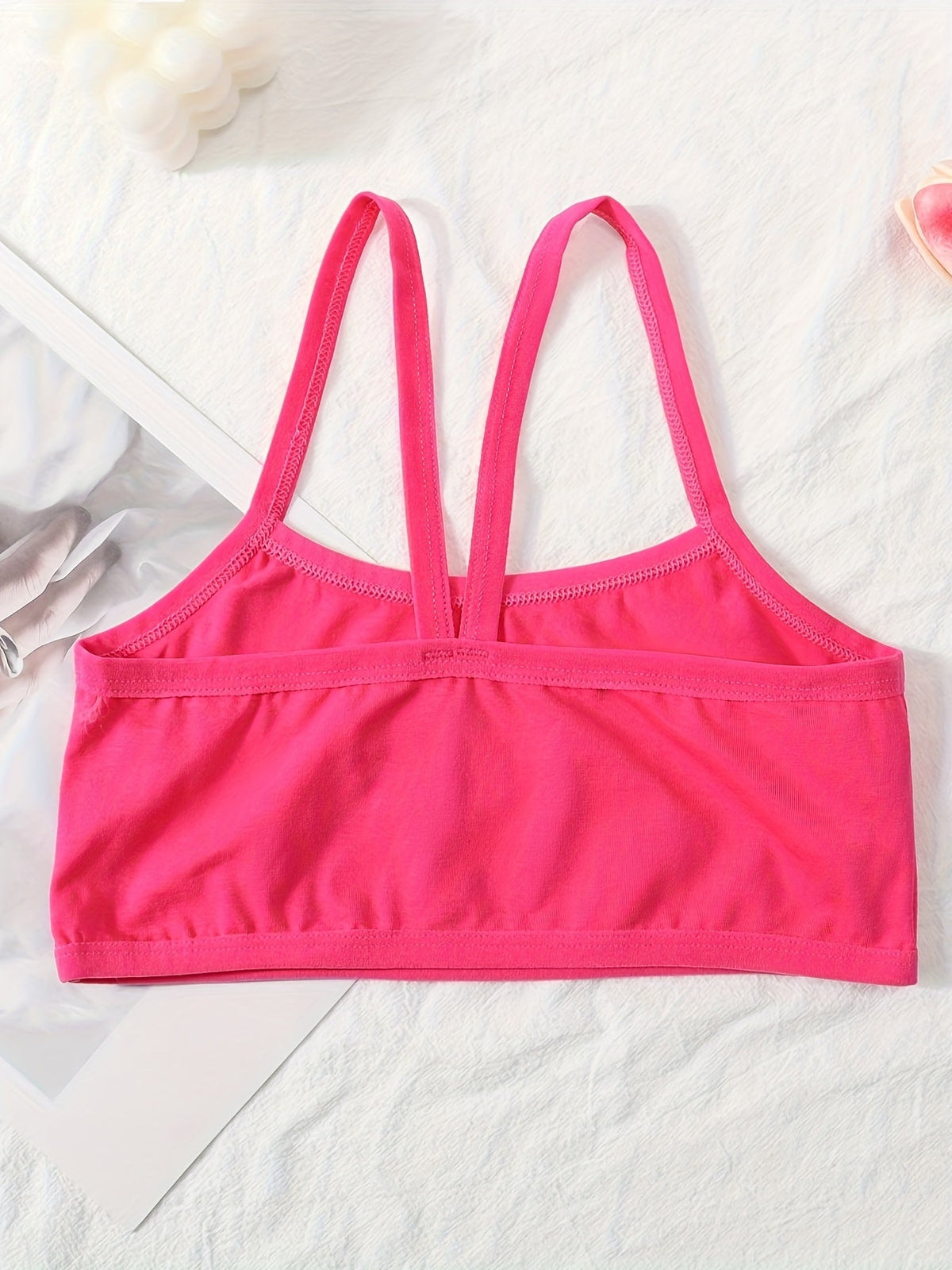 Girls' Training Bras 12-Pack in Assorted Solid Colors with Slim Shoulder Straps for Everyday Layering