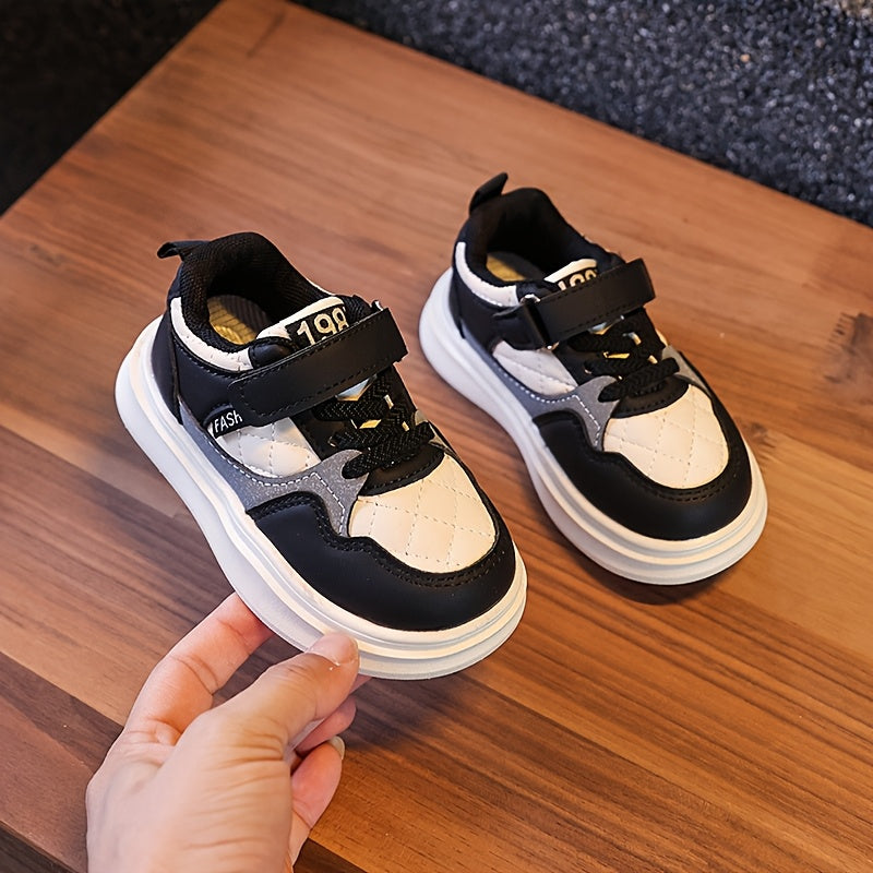 Kids' Casual Sneakers with Quilted Toe Panels and Instep Straps in Pink, Black or Red Everyday Styles