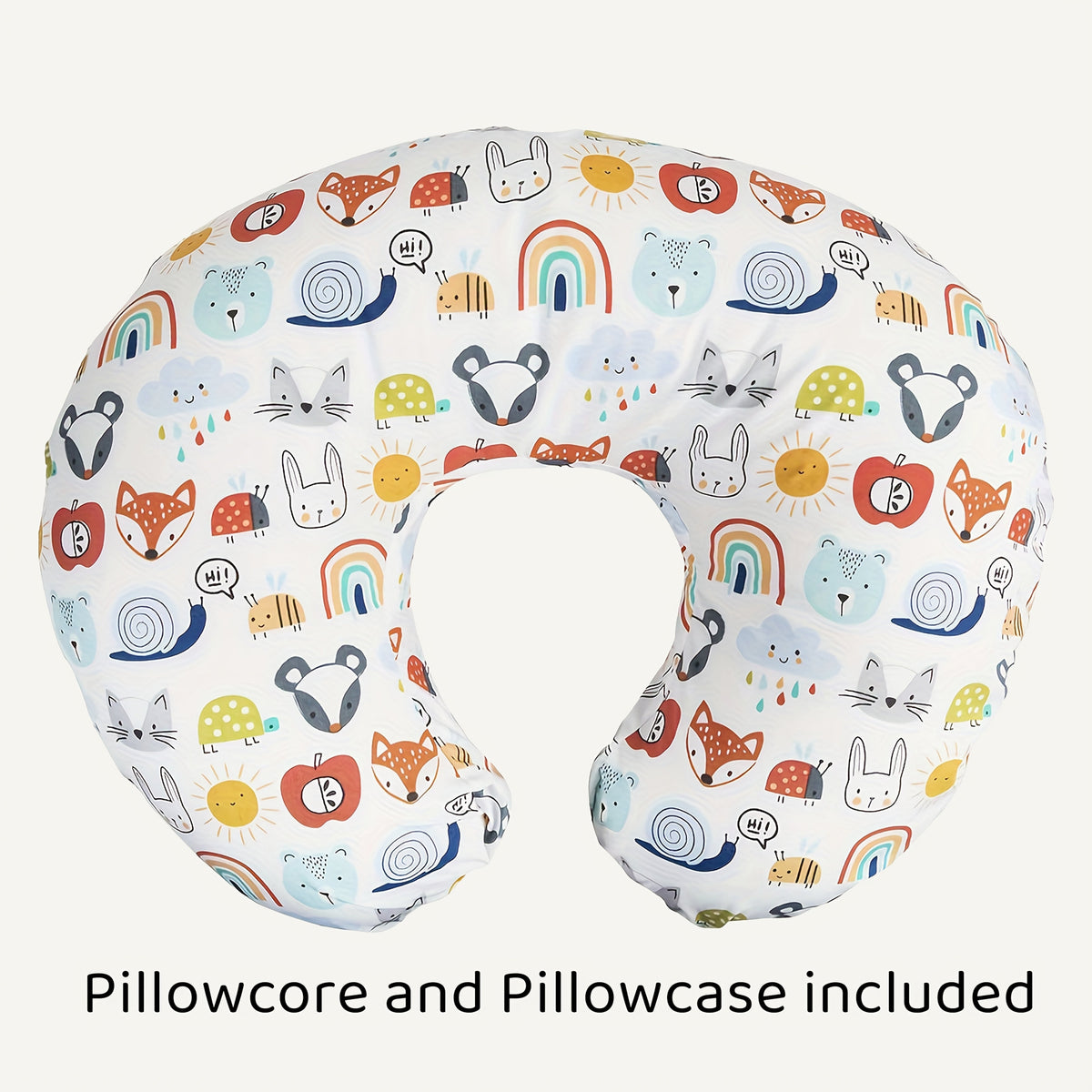 C-Shaped Nursing Pillow with a Removable Printed Cover for Supporting the Arms During Seated Feeding