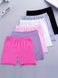 Girls' Six-Pack Modal Bike Shorts in Black or Mixed Colors with Elastic Waists for Dance and Layering