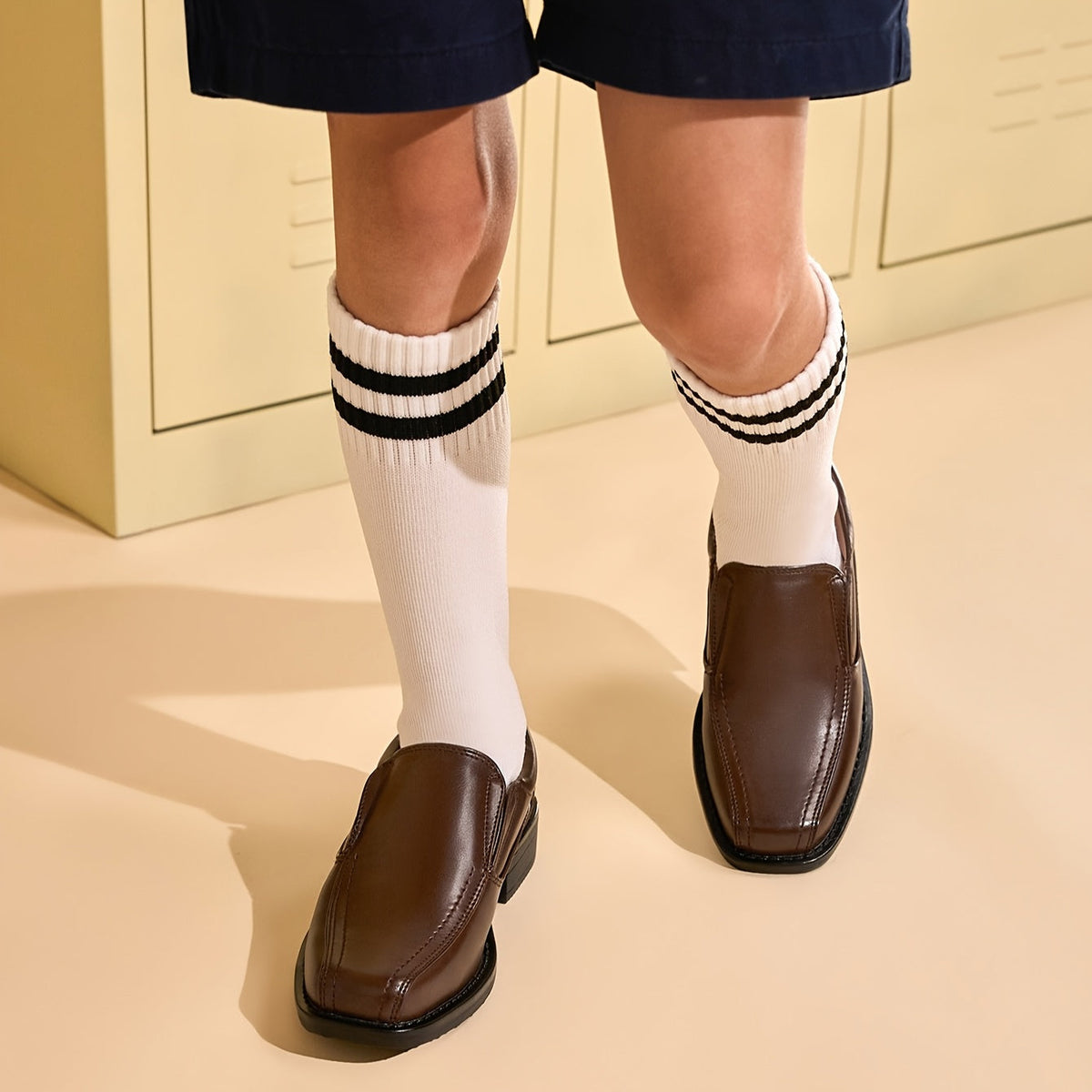 Boys' Dress Loafers with Center-Seam Toes and Elastic Side Panels for Weddings and Formal Outfits